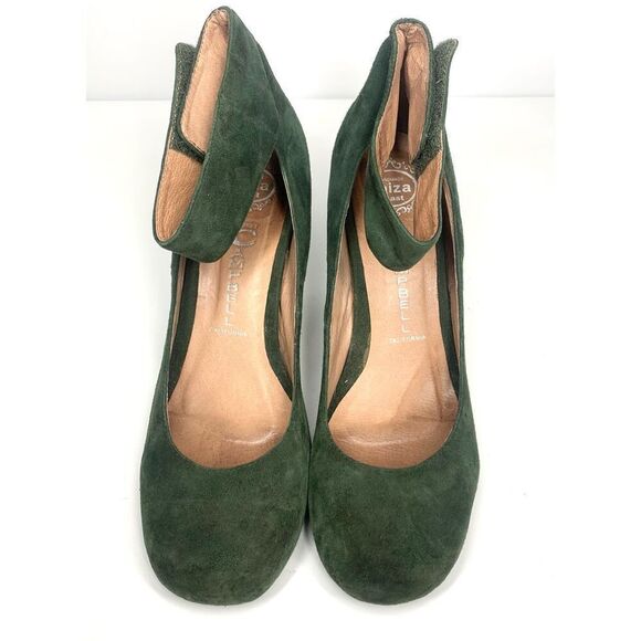 Jeffrey Campbell Aurora Green Suede Pumps Ankle Strap Block Heel Women 9.5 Rare - Picture 9 of 13